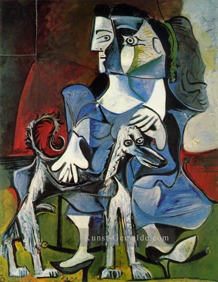 Frau au chien Jacqueline avec Kaboul 1962 kubist Pablo Picasso Ölgemälde